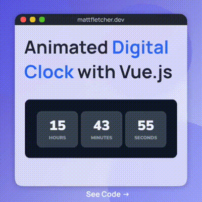 Animated digital clock with Vue.js